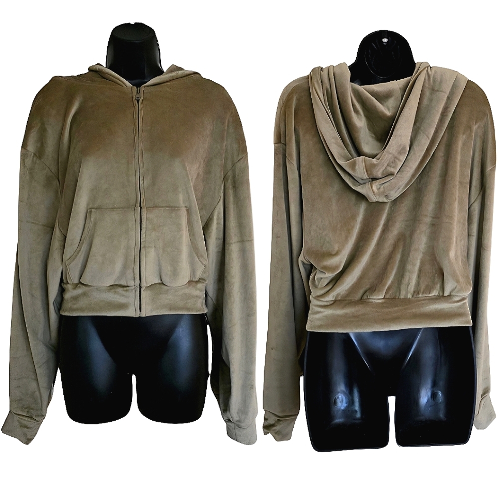 💚SKIMS Tan Velour Zip-Up Hoodie☆